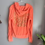 PINK Vintage Terry Zip Up Sweatshirt Bright orange & Gold Size M Photo 1