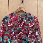 The Pioneer Woman Women’s Shirt Blouse Micro Ruffle Floral Tiered Tunic Size XL Green Photo 5