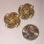 M. Jent Vintage Gold Tone and Faux Pearl Retro Boho Earrings Photo 1