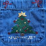 Vintage 90s Bobbie Brooks Denim Christmas Button Down Top Size 14W Photo 8