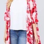 Active USA Rose Print Kimono Cardigan Valentines Red Pink New Medium Photo 0