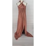 Birdy Grey  Monica halter‎ maxi dress shiny satin terracotta Size XXL Photo 3