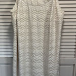 Tiana B. Cream/Silver Thread Crocheted Sleeveless Fringe Lined Slip‎ Dress 16W Silver Size 16 Photo 0