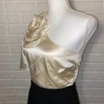 Trina Turk  "Belle De Nuit" One Shoulder Floral Applique Silk Cocktail Dress, 4 Photo 6