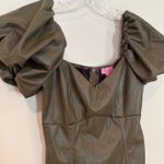 Miami Francesca's Angela Vegan Leather Mini Dress Women's Small Olive Coquette Photo 6