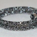 Swavorski Swarovski Stamped Silver/Black Crystal Dust Wrap Bangle Bracelet Photo 0