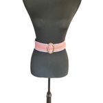 Vintage Woven Belt with Faux Tortoise Oval Buckle Boho Festival Style Photo 1