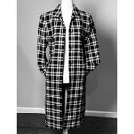 Amanda Smith  Plaid Black White Long Coat Womens 6 Classic 96% Wool Pockets Cozy Photo 2