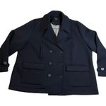Ulla Popken Scuba Fabric Double Breasted Peacoat Jacket Size 24/26 Classic Blue Photo 2
