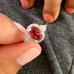 Australian Crystal Oval Stone Ring Dipped In White Gold... Pink Photo 2