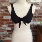 Zaful  Black Faux Tie Front Ribbed Bikini Top Size S Photo 0