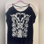 Carol Rose  Black and White Floral Short Sleeve Top Photo 1