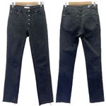 ANINE BING  Button Fly Raw Hem Mid Rise Slim Jeans Charcoal Black Size 26 | 2 Photo 9