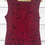 Vintage Y2K Burgundy Red & Black Glitter Floral Sleeveless Blouse Top Size Large Photo 0