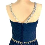 Luullu Sleeveless Gown Prom Jeweled Navy Chiffon Max Dress Pageant Size 10 Photo 6