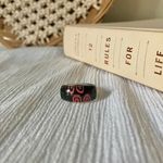 Black & Pink Swirl Plastic Statement Ring “Sunday” Vintage Eclectic Enamel Chunky Jewelry Photo 5