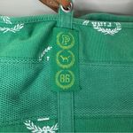 PINK - Victoria's Secret Vintage Victoria’s Secret PINK Green and White Monogram Canvas Tote Bag Photo 2