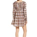 Saylor NEW  Yulia Long Sleeve Metallic Plaid Babydoll Mini Dress MEDIUM Photo 1