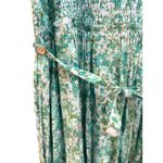 NWT April Cornell Aqua Meadow Dress Smocked Ruffle Sleeve Midi Maxi Boho Small Green Photo 4