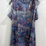 All over colorful print cutout cotton blend top size small Blue Photo 7