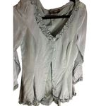 Betsey Johnson  Women's Green Ruffle Button-Up Dress/Top Size S Photo 8