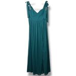 Lulus  NWOT Radiant Charisma Emerald Chiffon Ruched Tie-Strap Maxi Dress Medium Photo 2