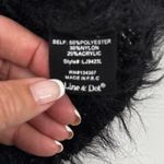 Line and Dot Fuzzy Knit Cropped Cardigan V Neck Button Up Sweater Black Small Photo 7