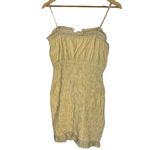 Lost + Wander  Size M Gingham Plaid Crepe Mini Dress Yellow Milk Maid Cottagecore Photo 2