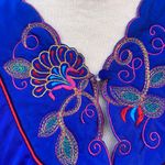 Vanity Fair Vintage 70s 80s Pajamas Pants Short Sleeves M Royal Blue Embroidered Photo 5