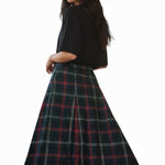 Giorgio Armani  Tartan Green Navy Red A-line Wool Blend Skirt Size 6 Photo 0