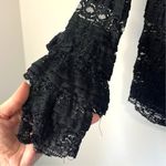 Anthropologie  Guest Editor Women's Lace Mock Neck Tiered Sleeves Top Black sz XS Photo 3