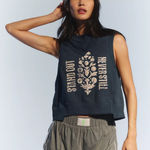 Free People Movement FP Movement Blue Intercept Logo Sweatshirt Tank Photo 0