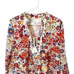 Retro dress/swim cover peace & love theme w/fringe hem, cuffs, & collar size L Red Size L Photo 4