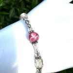 Sterling silver pink lamp work beaded bracelet Photo 3
