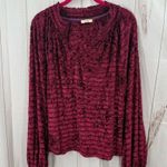 Kori America Women’s Large Maroon Velvet Top Blouse Photo 0