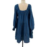 Cleobella  Neha Mini Dress Blue‎ Long Sleeve Tasseled Cotton Size Medium Photo 10