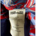 Diane Von Furstenberg  Blue Red Silk Printed Long Sleeve Mini Dress size 10 Photo 2