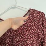 Hollister Cinch Front V-Neck Top Burgundy Maroon Red Pink Floral Y2K Long Sleeve Photo 8