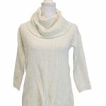 Charming Charlie Cowl Neck Women’s XS White Knit 3/4 Sleeve Sweater Overlap Back Photo 1