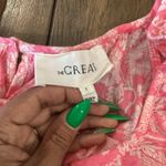 The Great Whipstitched plumeria cotton midi Maxi floral dress pink Small Photo 11