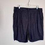 NYDJ  Black Linen Blend Chino Shorts Women’s 14 Modest Casual Beachy Breathable Photo 2