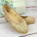 SO  Round Toe Ballet Flats Sequin Espadrille Blush Gold Size 8 Photo 0