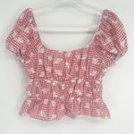 One Clothing  Womens Cottagecore Gingham Tie Front Puff Sleeve Babydoll Top XL Photo 7