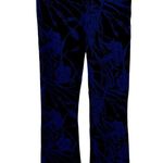 ZARA Flared Pants High Floral Stretch Elastic Waist Black Blue Small NWOT Photo 1