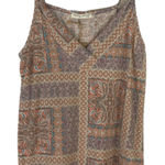 Twenty Second V-Neck Cami Rust Paisley Aztec Patchwork Print  Size Small NEW Photo 0