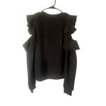Rebecca Minkoff  Black Gracie Cold Shoulder Ruffle Knit Sweater Woman Sz L Photo 1