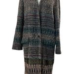 ZARA WOMAN Aztec style wool blend long cardigan, 2 button waist closure, size M Photo 2
