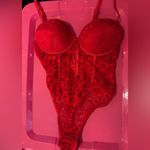 Elegant Red Lace Push Up Bodysuit Size M Photo 1