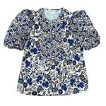 Shoshanna Odelia Floral Blouse Short Puff Sleeve Designer Womens Sz XS MSRP $320 Photo 2