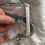 Black and white striped bandeau bikini top Blue bow removable strap swim beach Size M Photo 5